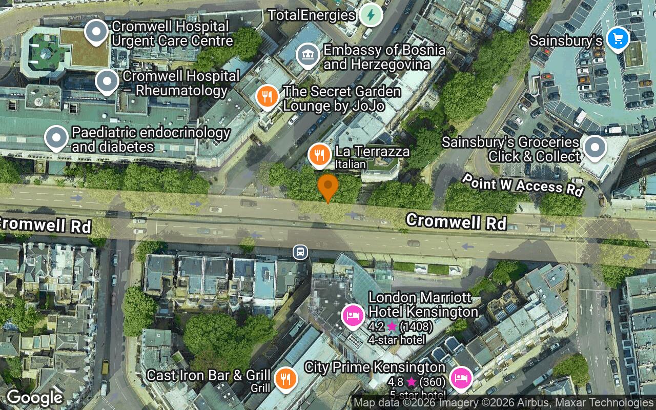 Cromwell Road, east & west bound (Cromwell Road, Lexham Gardens)